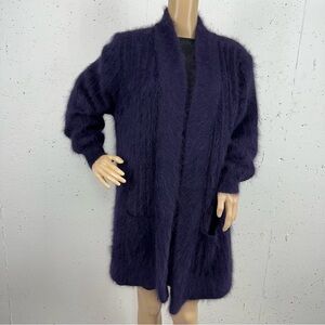 Venesha Women’s size Small Dark Purple Angora Sweater Long Cardigan Sweater